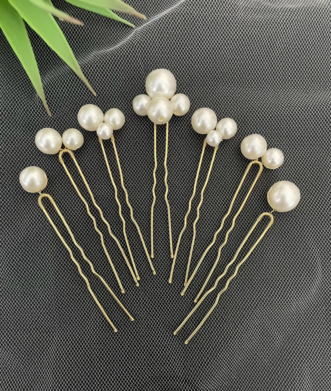 Pearl Wedding Hair Pins set of 7